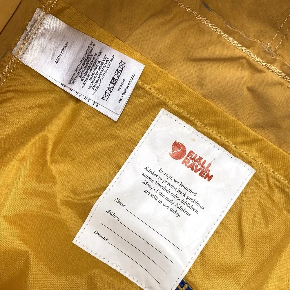 Fjallraven Kanken Classic Backpack Yellow School Travel Bag Sweden Used/Worn